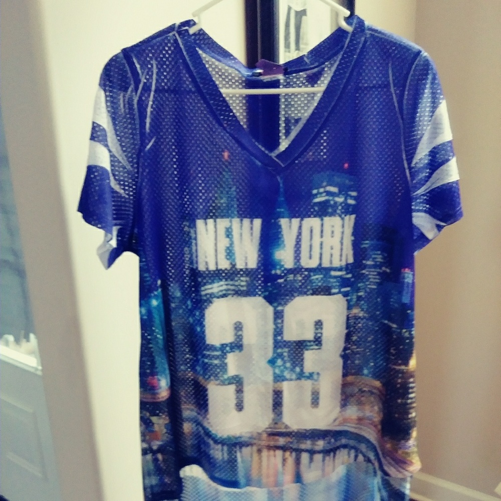Hi lo sheer jersey top